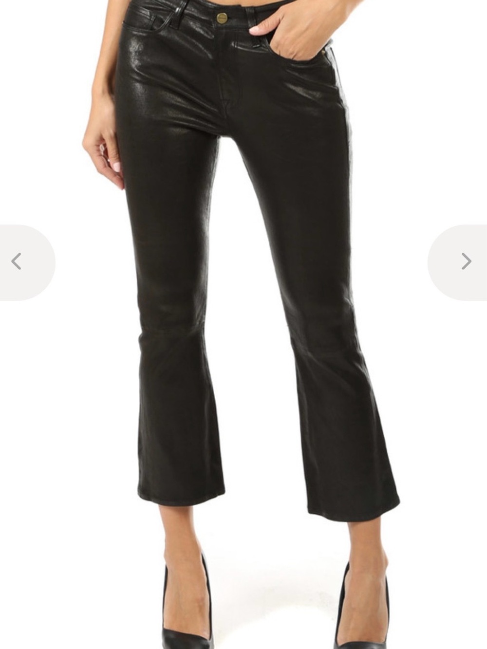 Frame Denim Black Le Crop Mini Boot Leather Pants - Picture 4 of 11